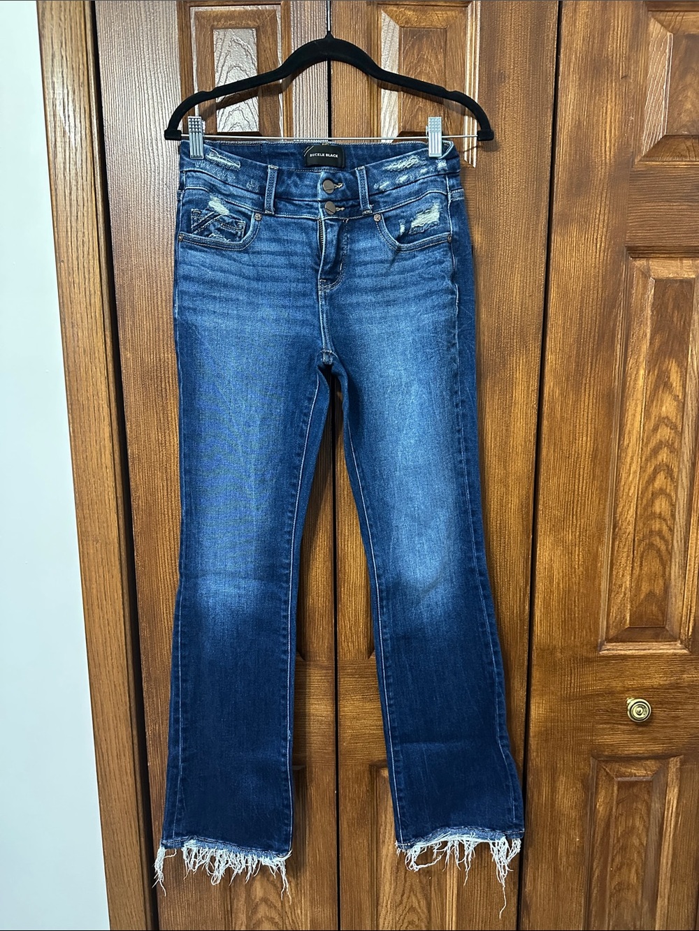 Dark Blue Distressed Women's Jeans - Buckle Black